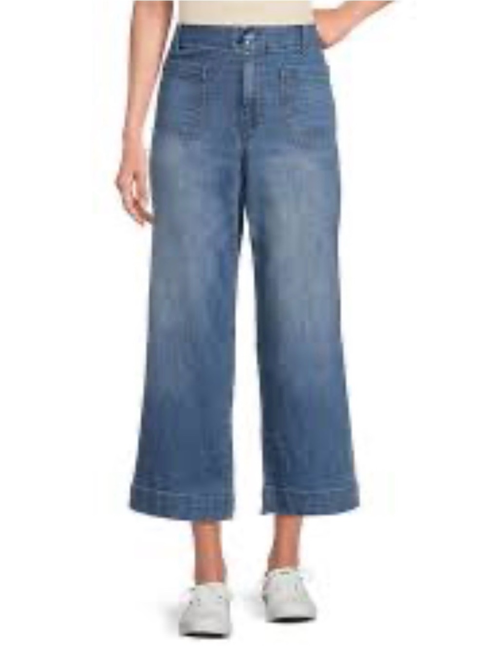 Nurture by Westbound Patch Pocket Cropped Wide-Leg Jeans Blue Sz 4
